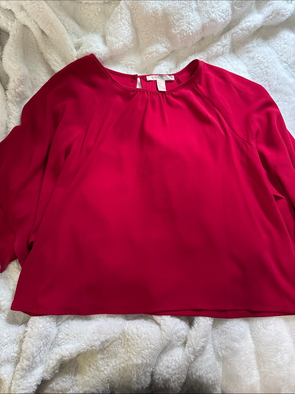 Forever 21 Bright Red Long-Sleeve Blouse